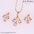 62082-Xuping 18K Gold Plated Colorful Woman Brass Jewelry Set